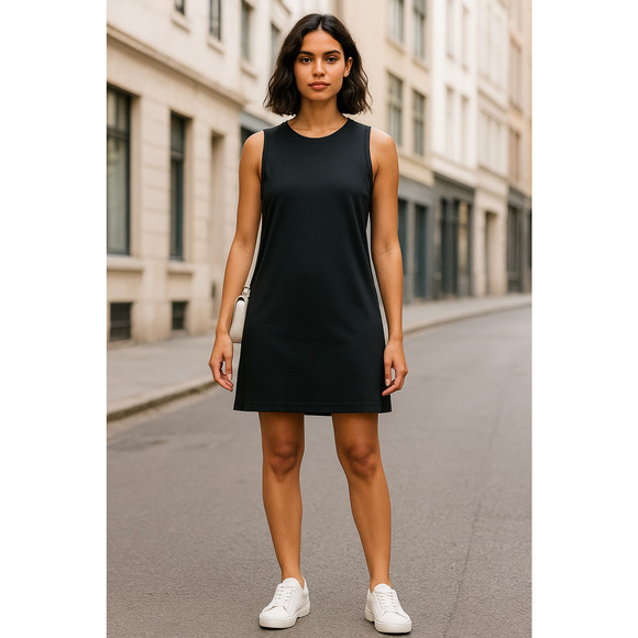 Varley Dresses & Skirts - Varley Black Sleeveless Shift Dress Women’s Size L” Length Minimalist Athleisure